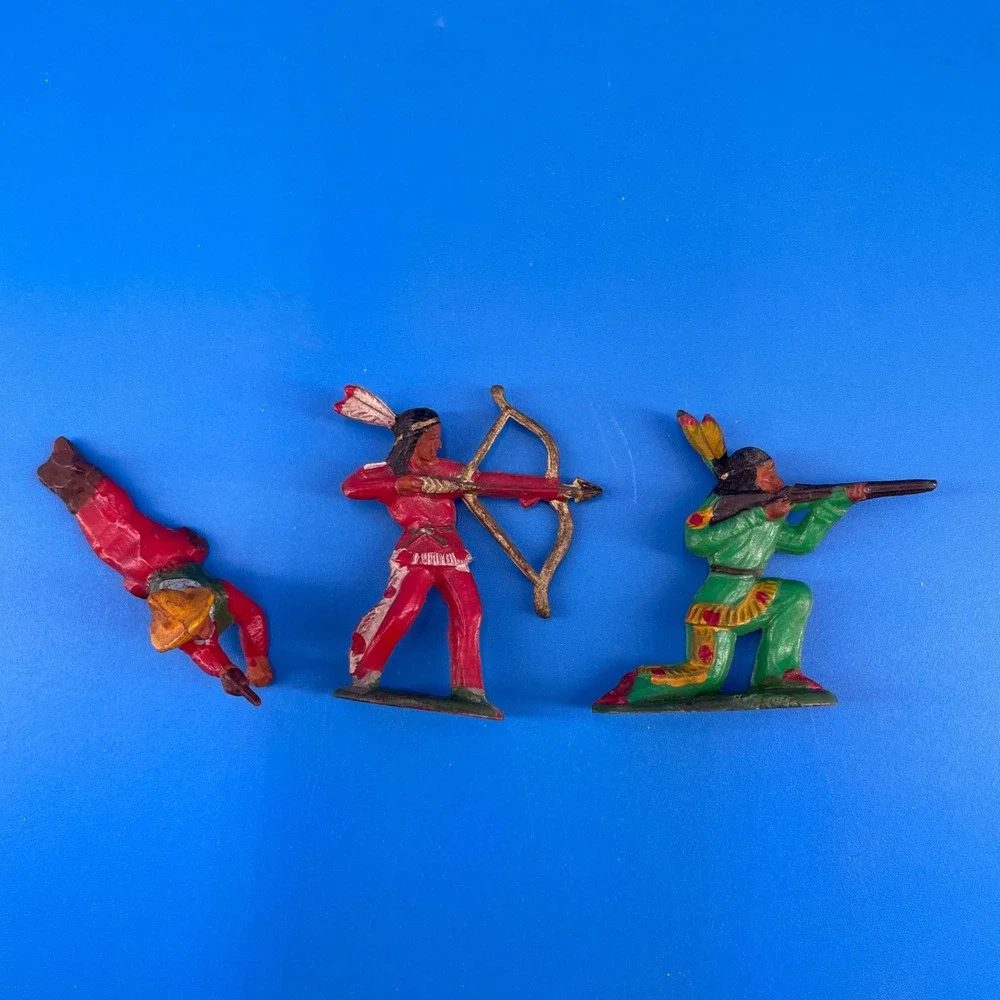 Wild West Vintage Plastic Figure Toy Lot France Michel Germany 3 in 1950-60s 8pc